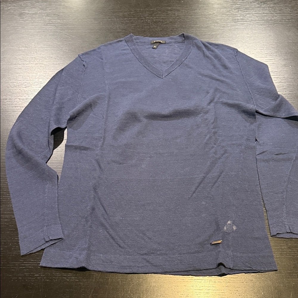 Men's Blue V-Neck Sweater